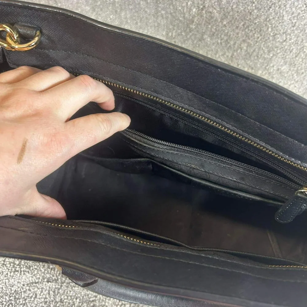 Michael Kors Selma Satchel Black Saffiano Leather Gold Hardware